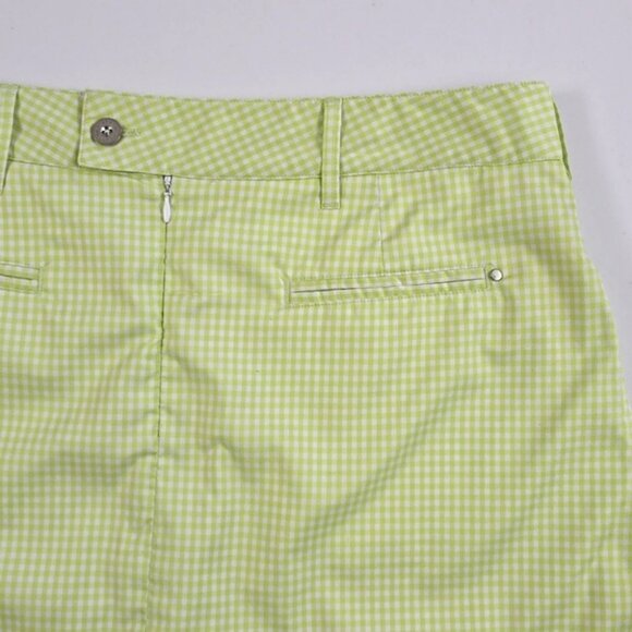 Abacus Women's Skirt Skort Lime Green White Micro Plaid Stretch Size 42/12 Reg - Picture 6 of 16